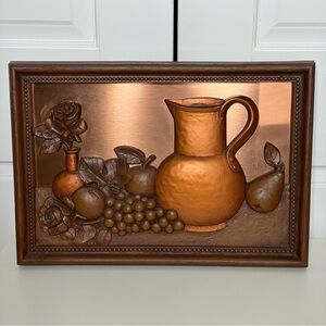 Vtg Coppercraft Guild 3D Copper Still Life Fruit Pitcher MCM Wall Art Decor